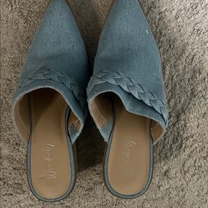 Wonderly Denim Blue Braided Mules